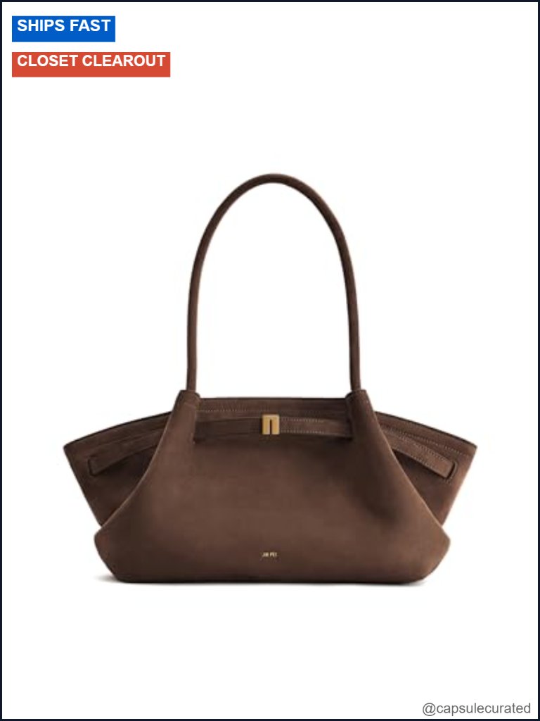 Faux Suede Tote Bag With Gold Hardware Trapezoid Handbag